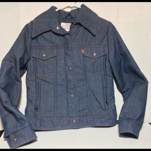 Rare Vntg Levi Ski Denim Jacket Junior 13/14 Lge